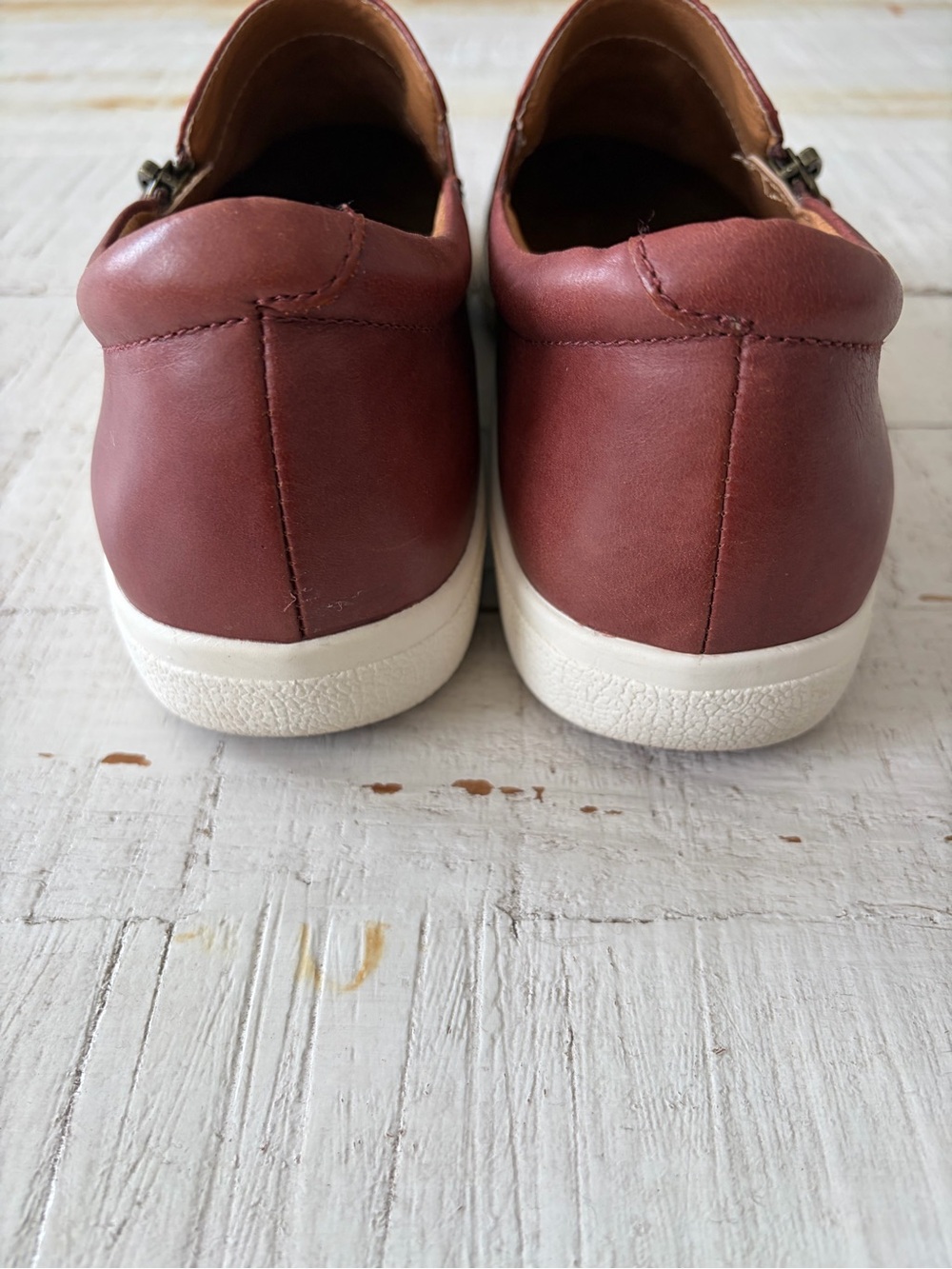Aetrex Jenna Slip On Shoes size 10 Brown Leather Casual Comfort Loafer Zipper - Picture 7 of 12